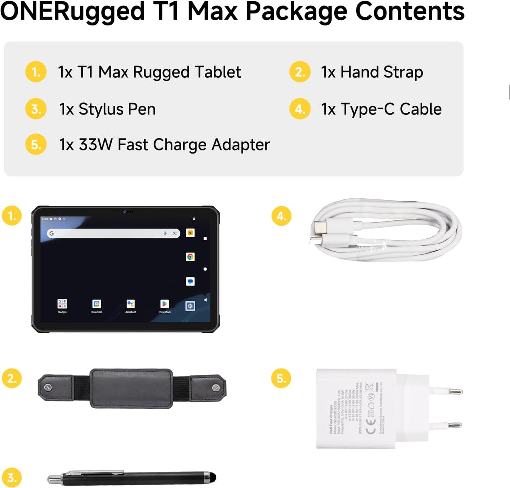 TABLET RESISTENTE T1 MAX | ANDROID 14 | 10.95" FHD | 10000mAh | 8GB+128GB