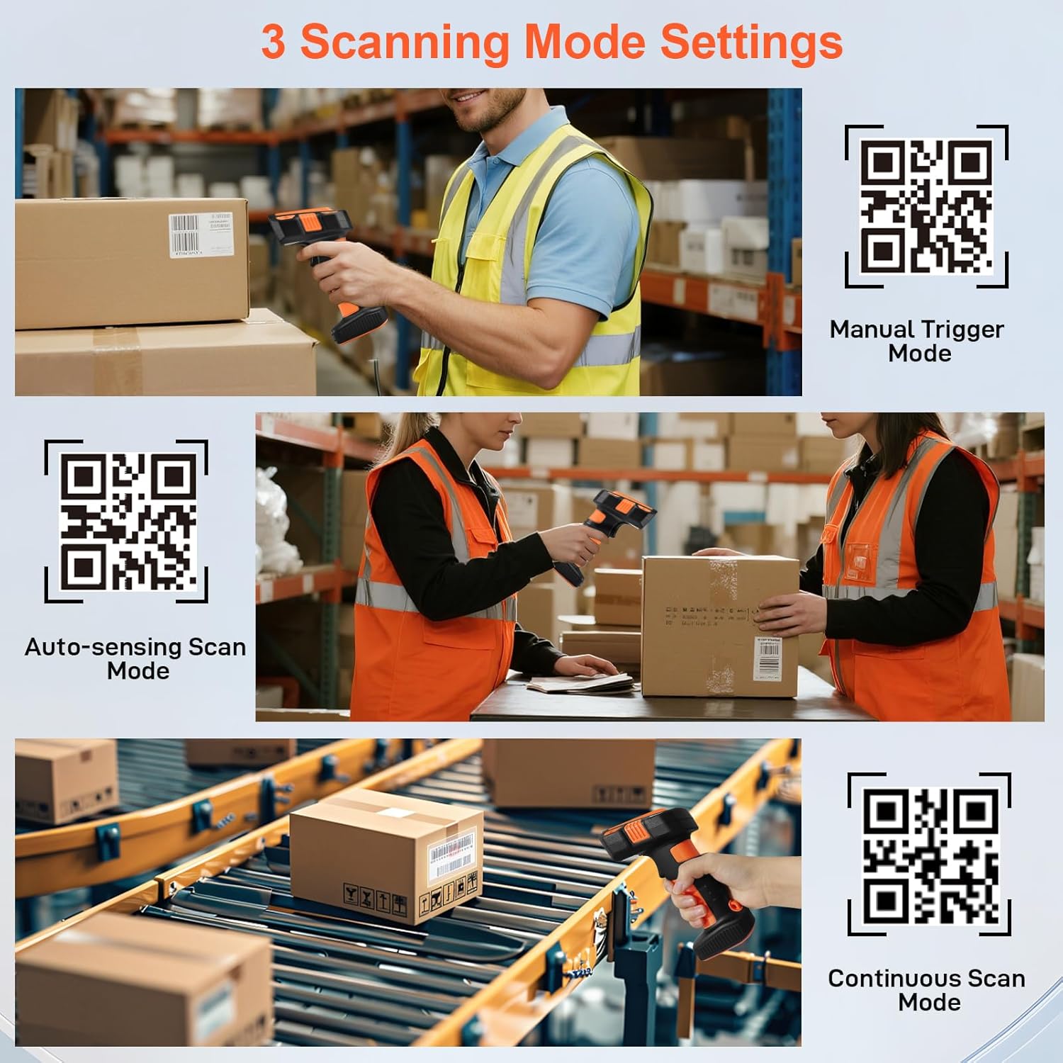 ESCÁNER INDUSTRIAL KUIIYER 1D/2D | Lector de Códigos QR/Barras Reforzado | ALMACÉN y LOGÍSTICA