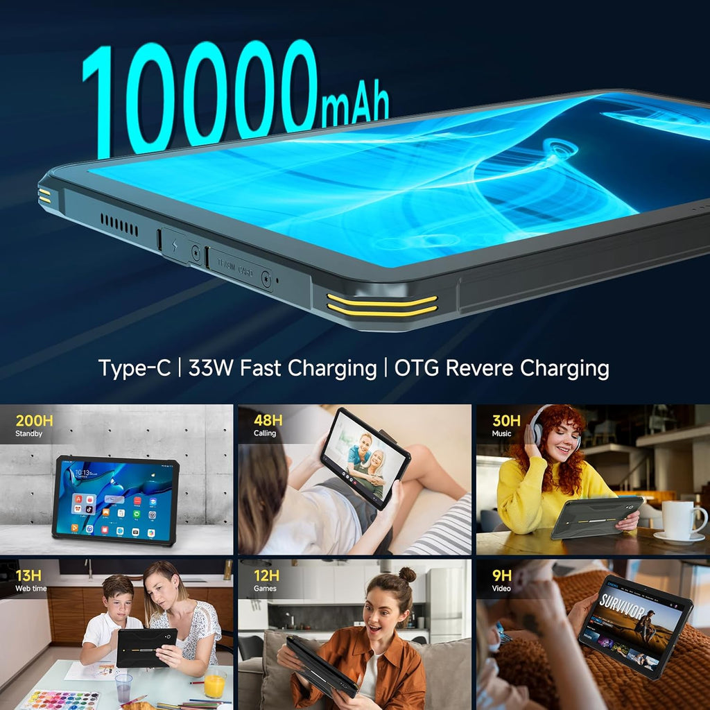 TABLET RESISTENTE T1 MAX | ANDROID 14 | 10.95" FHD | 10000mAh | 8GB+128GB