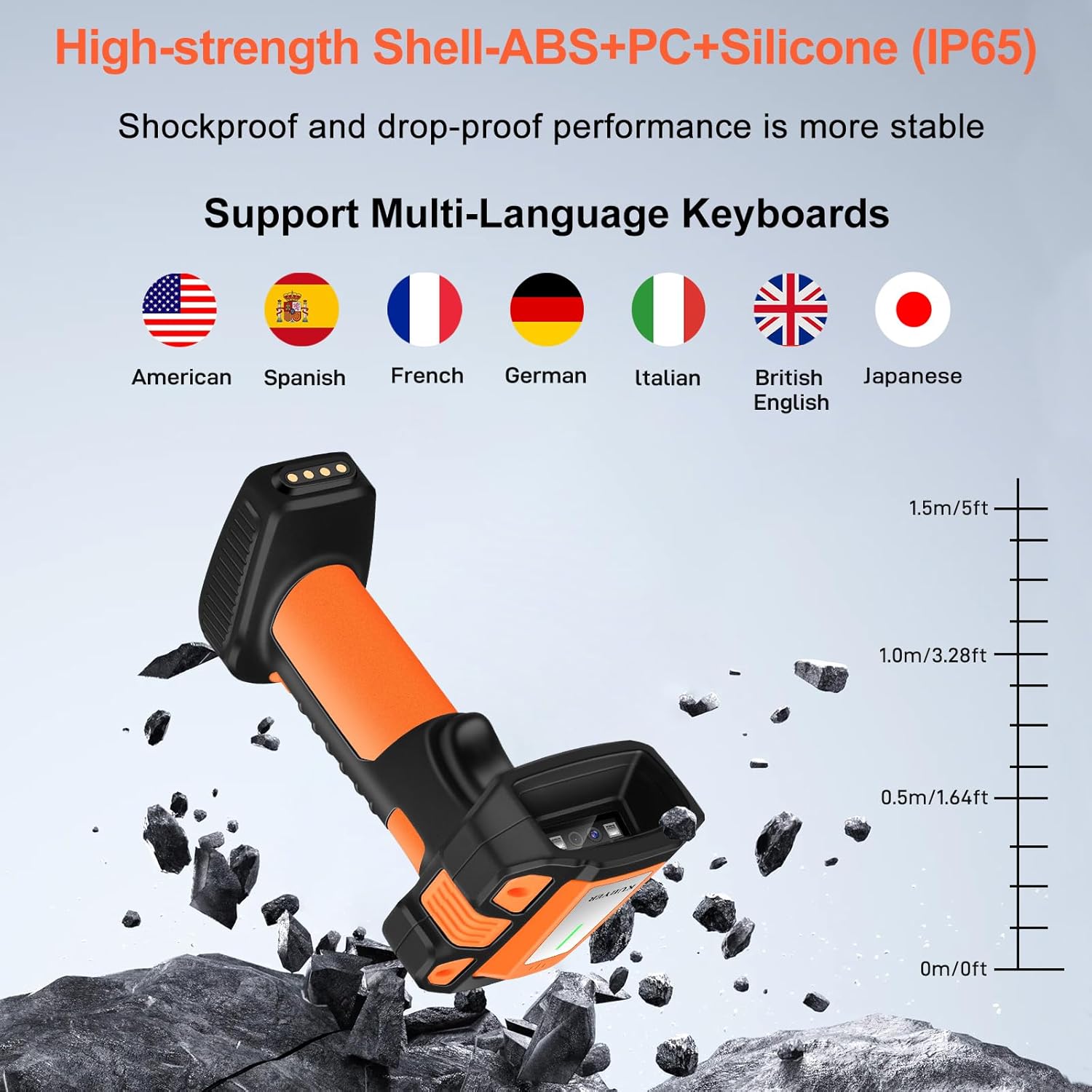 ESCÁNER INDUSTRIAL KUIIYER 1D/2D | Lector de Códigos QR/Barras Reforzado | ALMACÉN y LOGÍSTICA